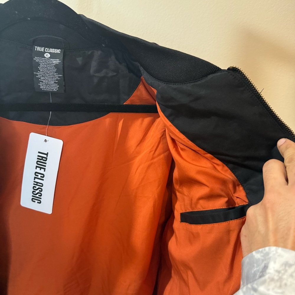 True Classic Men's Black Bomber Jacket - Picture 8 of 15
